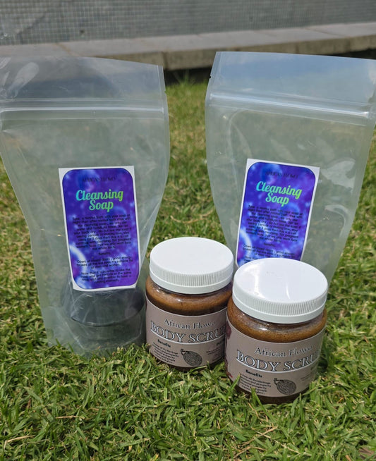 2 Body scrub and cleansing soap